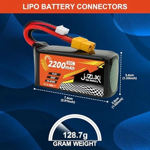 High-Power 3S Lipo Batteries – 2200mAh, 50C, RC Car Upgrade!